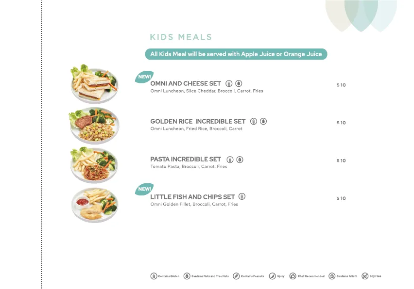 Green Common Kid's Meal Menu Price