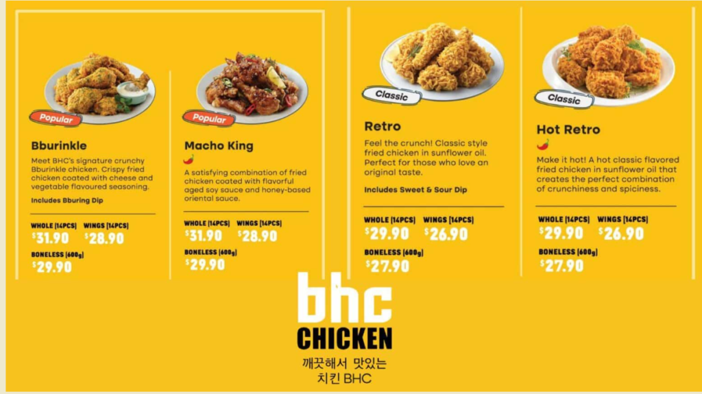 BHC CHICKEN CLASSIC MEALS MENU AND PRICES