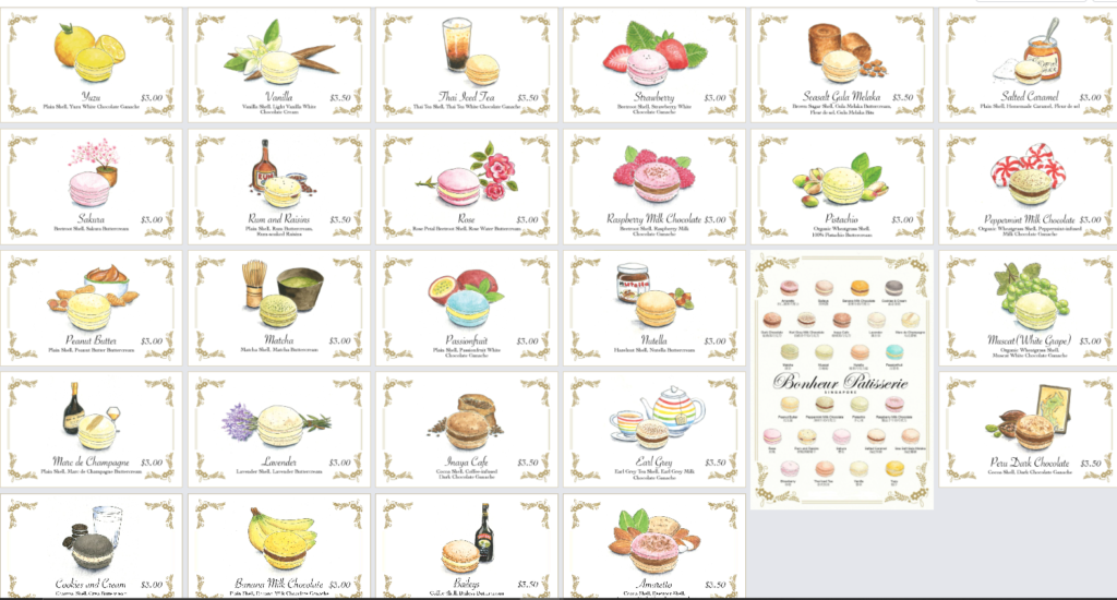 BONHEUR PASTRY & CONFECTIONERY MENU WITH PRICES