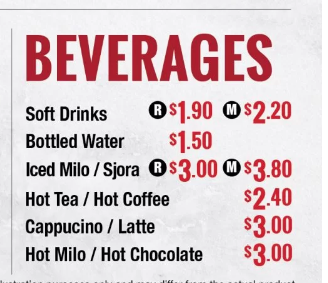 Chic a Boo Beverages MENU WITH PRICES