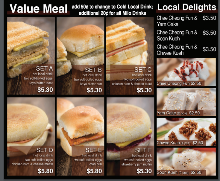 KAFFE & TOAST VALUE MEAL PRICES