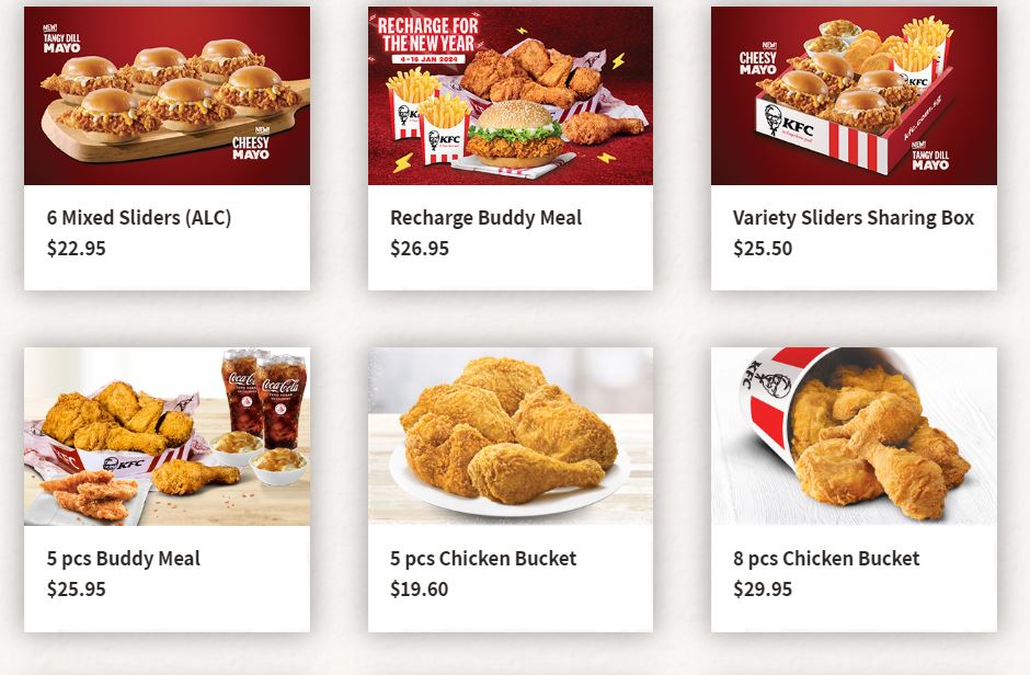 KFC MEALS FOR SHARING PRICES