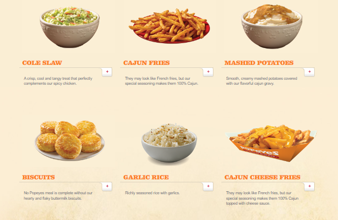 POPEYES SIDES AND DESSERTS MENU WITH PRICES