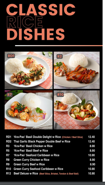 SAAP SAAP THAI CLASSIC RICE DISHES MENU WITH PRICES