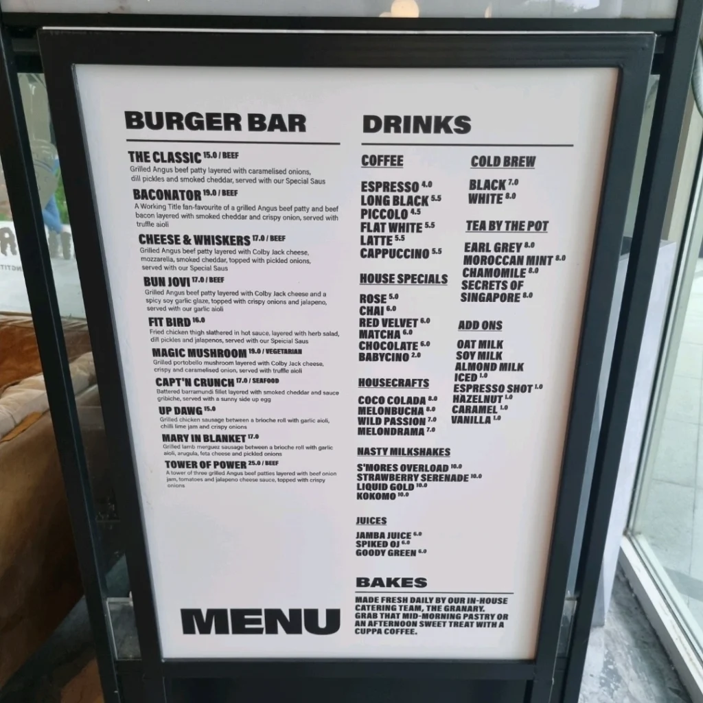 WORKING TITLE MUNCHES MENU WITH PRICES