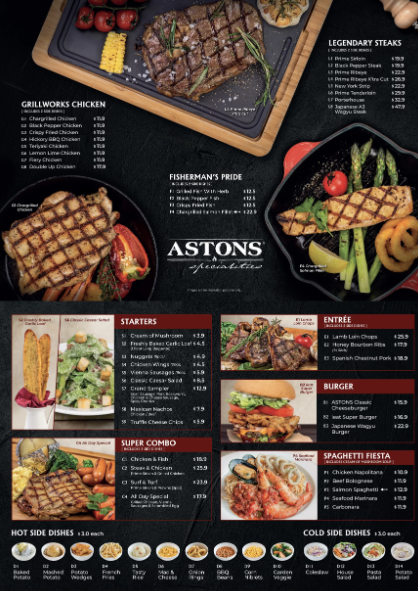 Astons Menu Singapore & Price List Updated