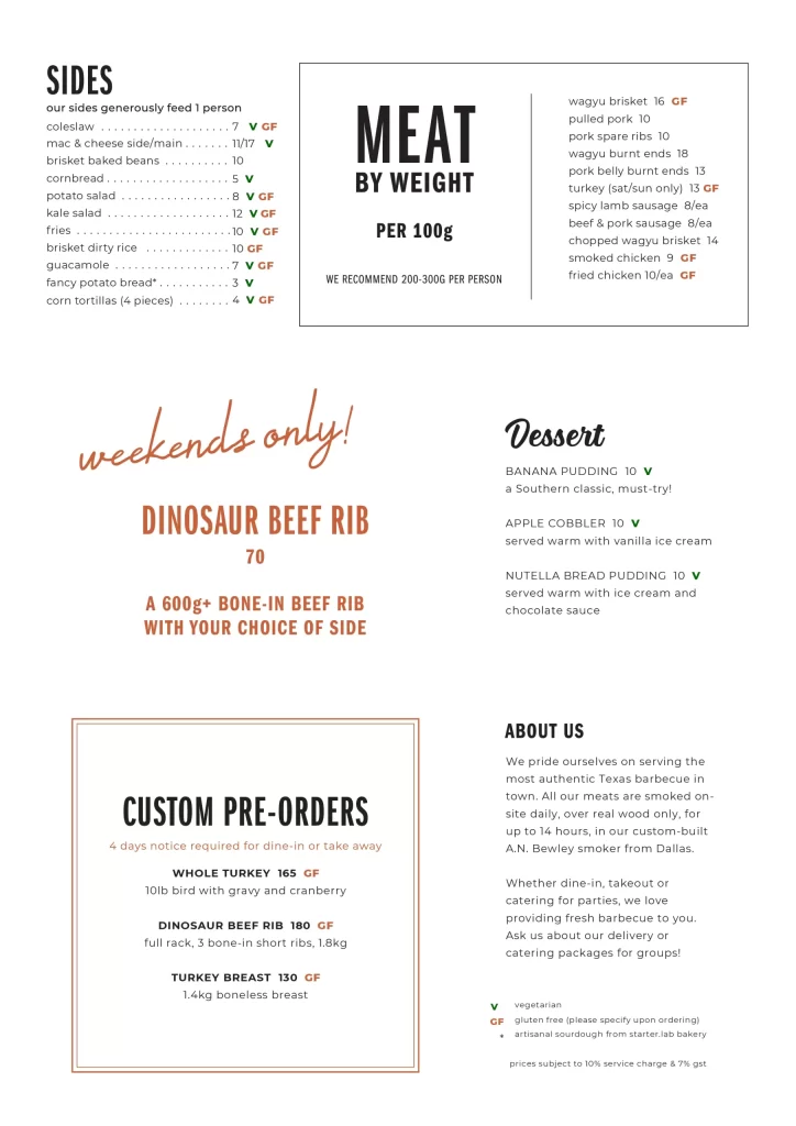 Decker Barbecue Sides And Meat Menu