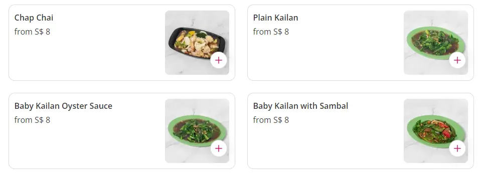 Adam’s Corner Singapore Menu Price – Vegetables