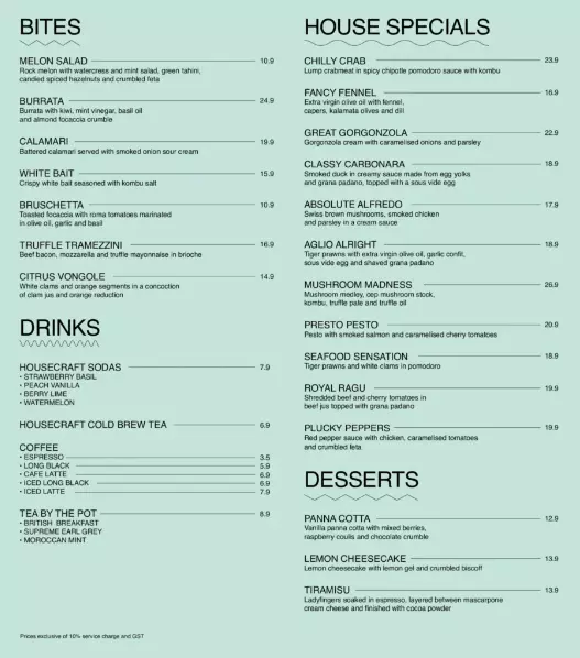 Tipo Pasta Bar Menu And Price List Singapore Updated 2024