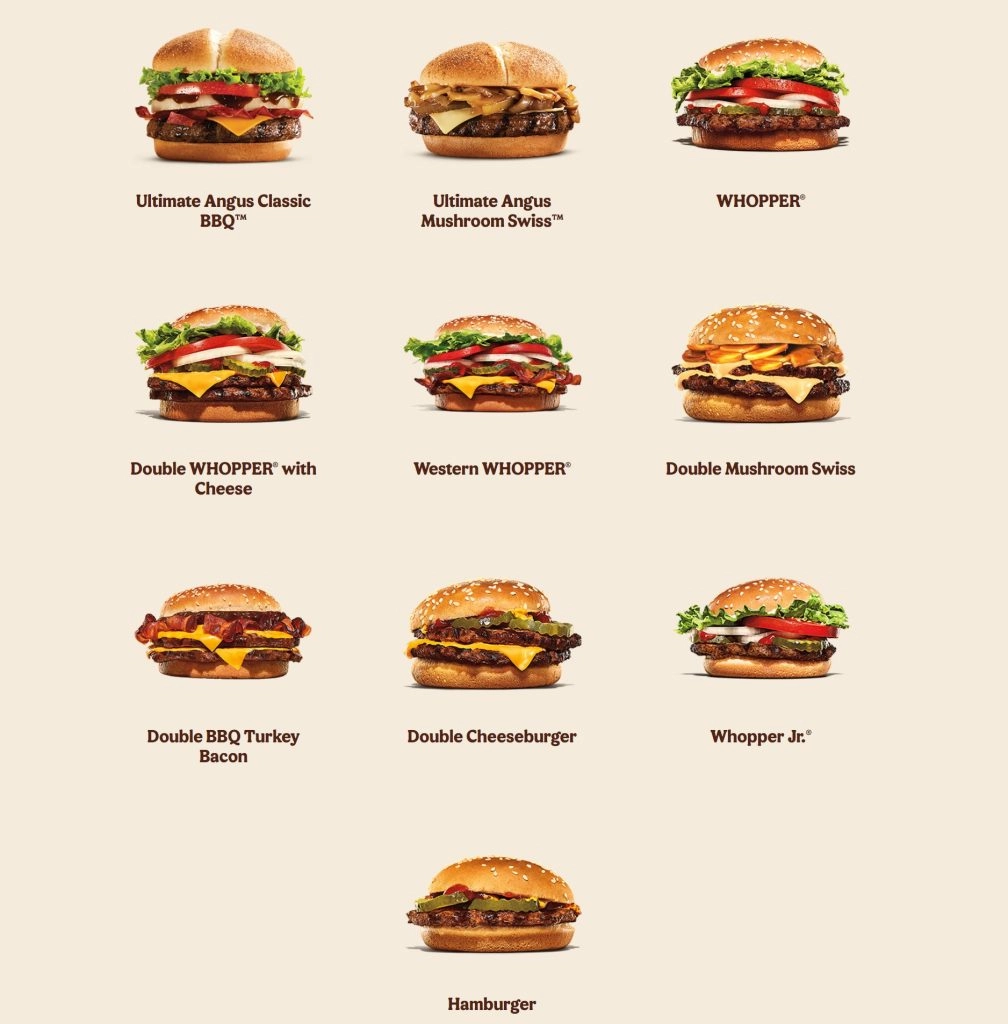 Allergen Information about Burger King Menu Singapore