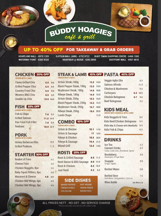 Buddy Hoagies Menu & Price List Singapore 2024