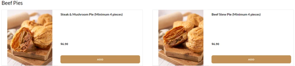 COTTAGE PIES BEEF PIES PRICES