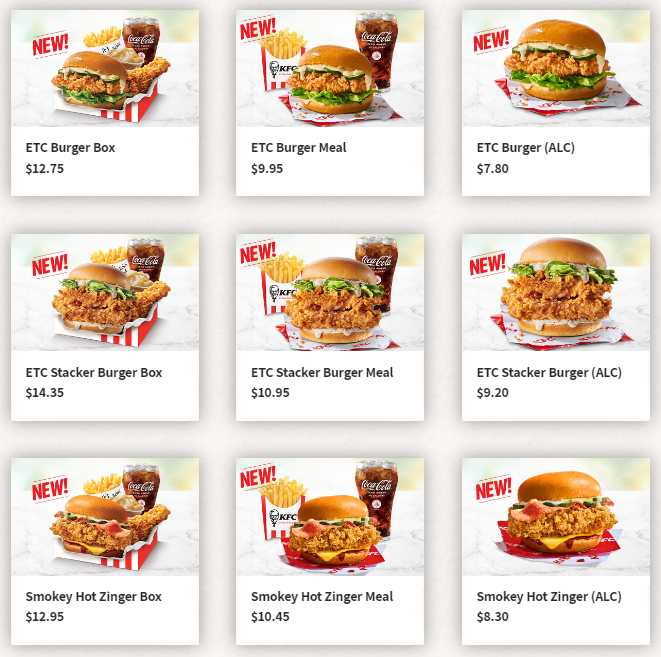 KFC Menu & Price List Updated Singapore 2024