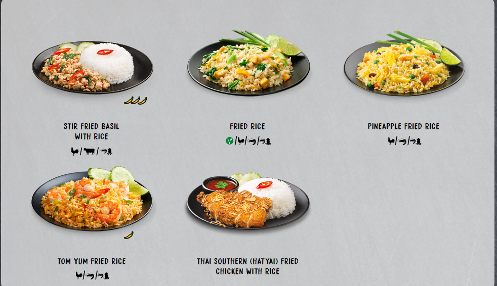 REAL THAI ALA CARTE menu PRICES