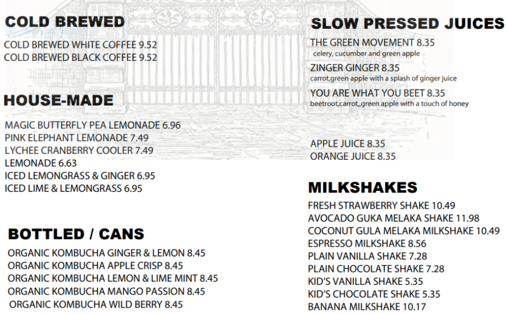 RELISH BEVERAGES MENU WITH PRICES