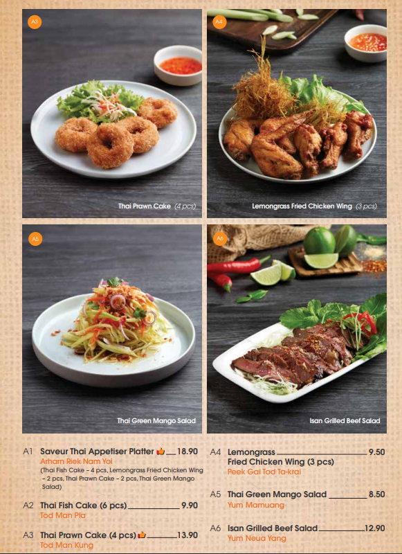 SAVEUR THAI APPETIZERS MENU WITH PRICES