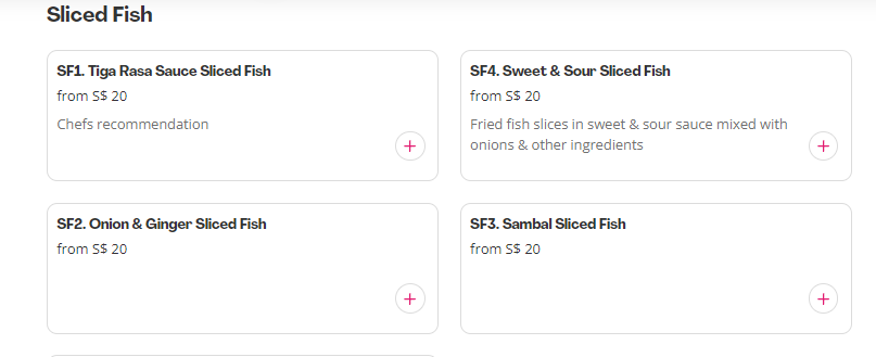 Sliced Fish Menu