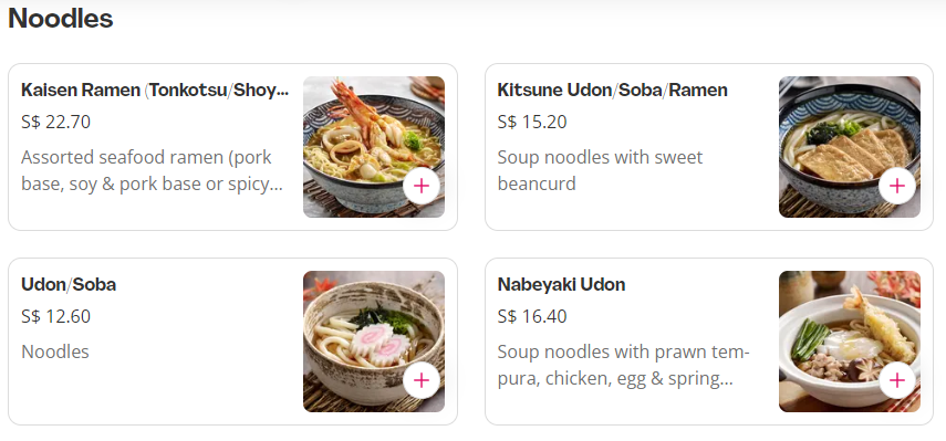 Sushi Tei Noodles Menu Prices