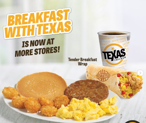 TEXAS CHICKEN BREAKFAST COMBO MENU WITH PRICES