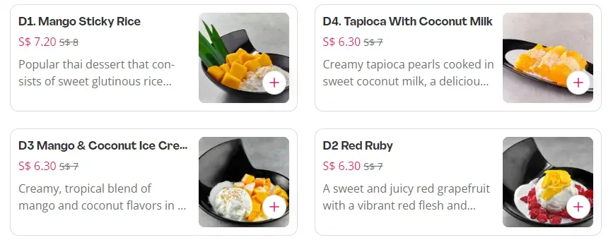 TIME FOR THAI DESSERTS PRICES