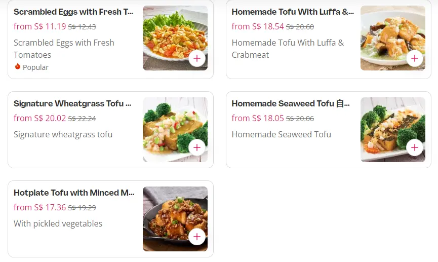 Tofu Egg & Mushrooms Menu Prices