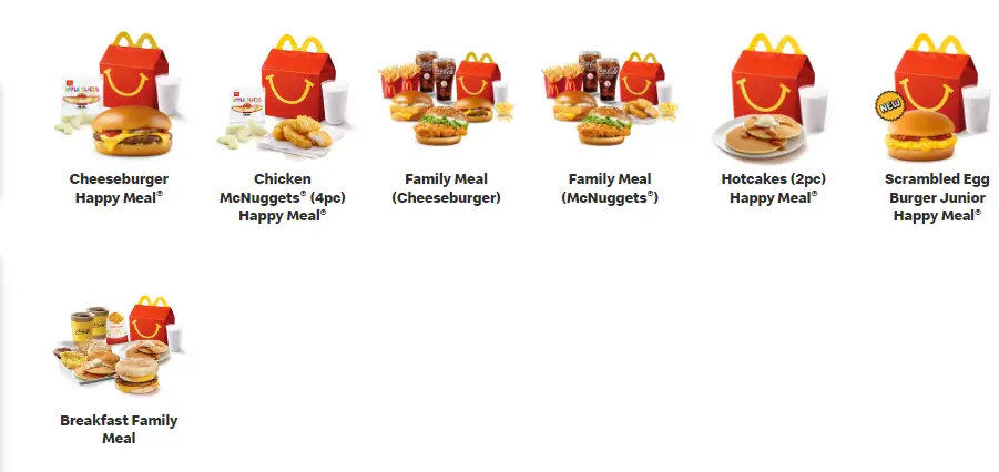 MCDONALS FOR THE FAMILY MENU PRICES