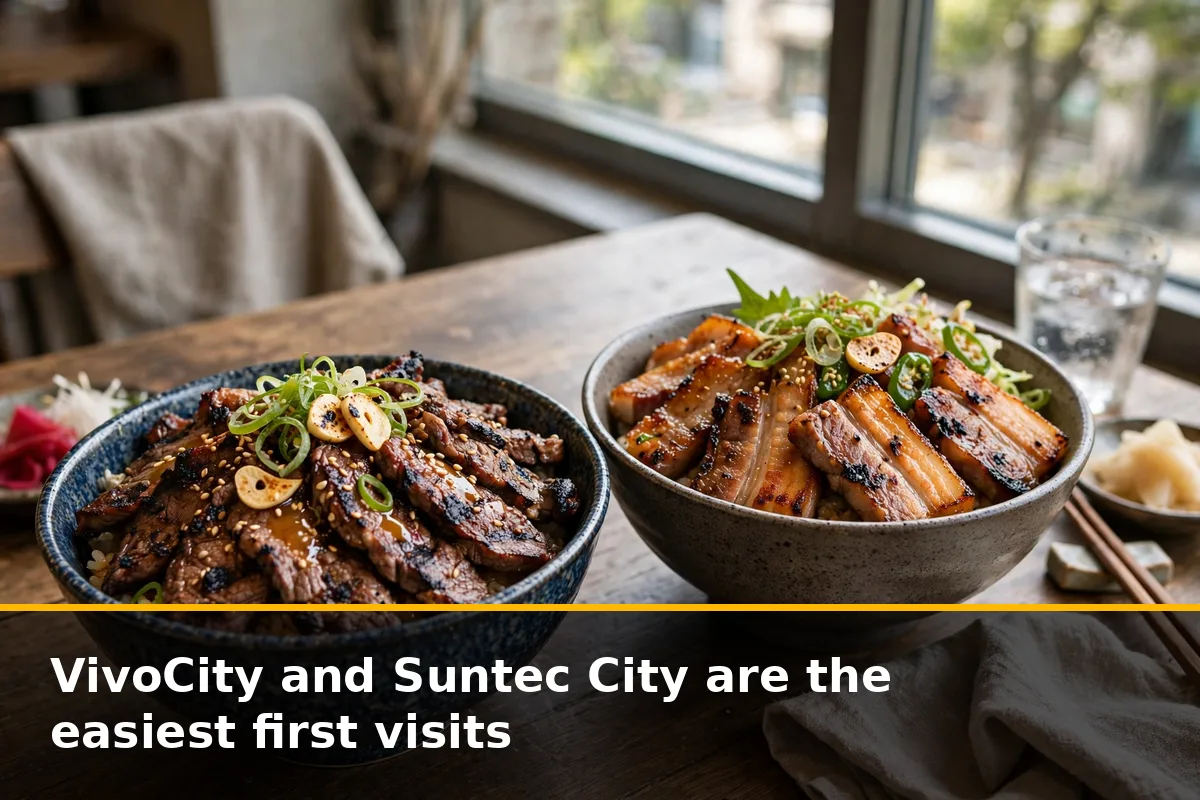 VivoCity and Suntec City are the easiest first visits