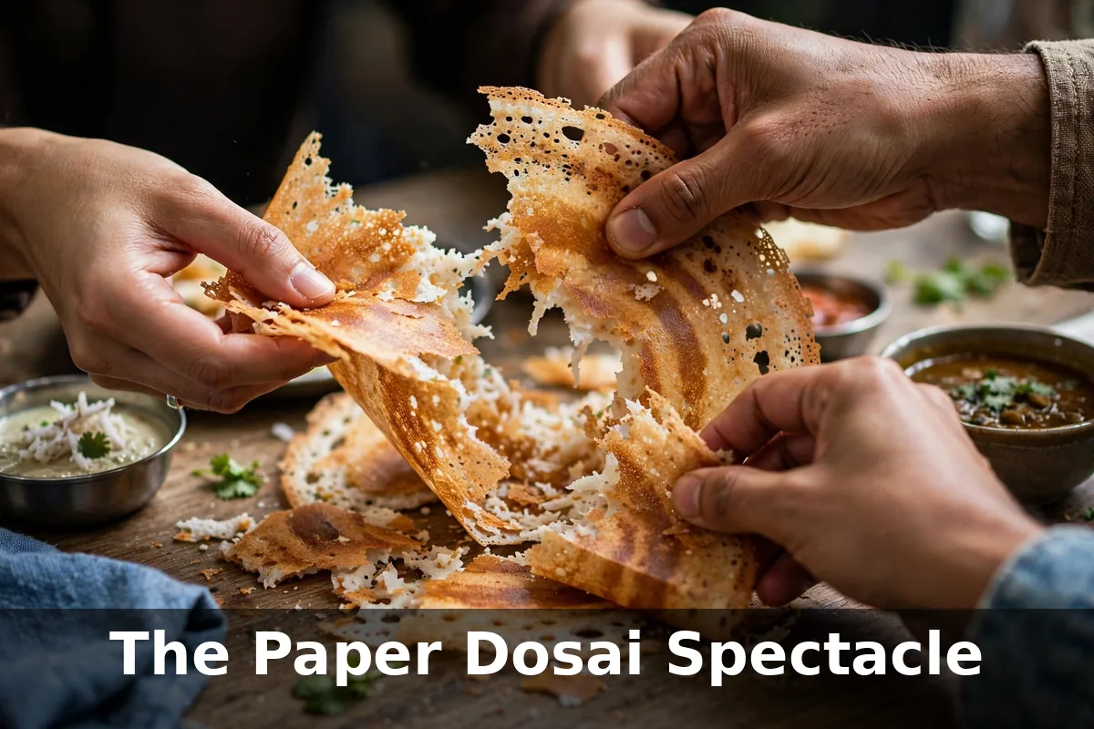 The paper dosai, spectacle and snack