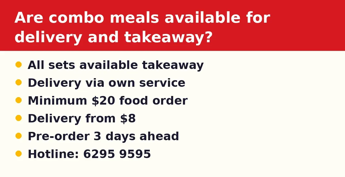 Are combo meals available for delivery and takeaway?