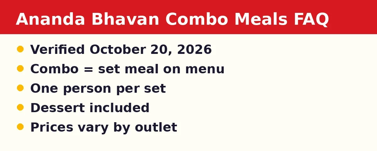 Ananda Bhavan Combo Meals FAQ