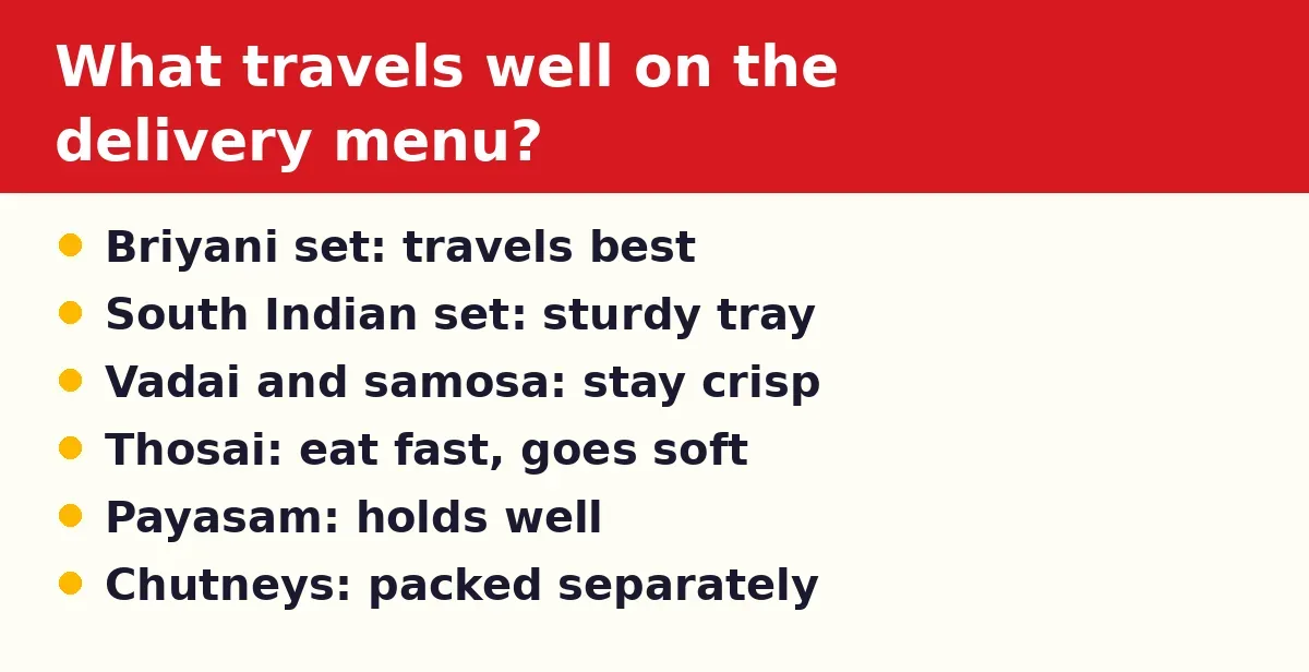 What travels well on the delivery menu?