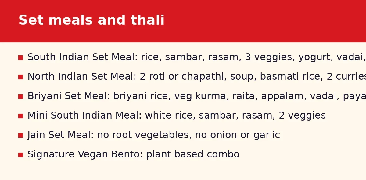 What set meals does Ananda Bhavan serve?