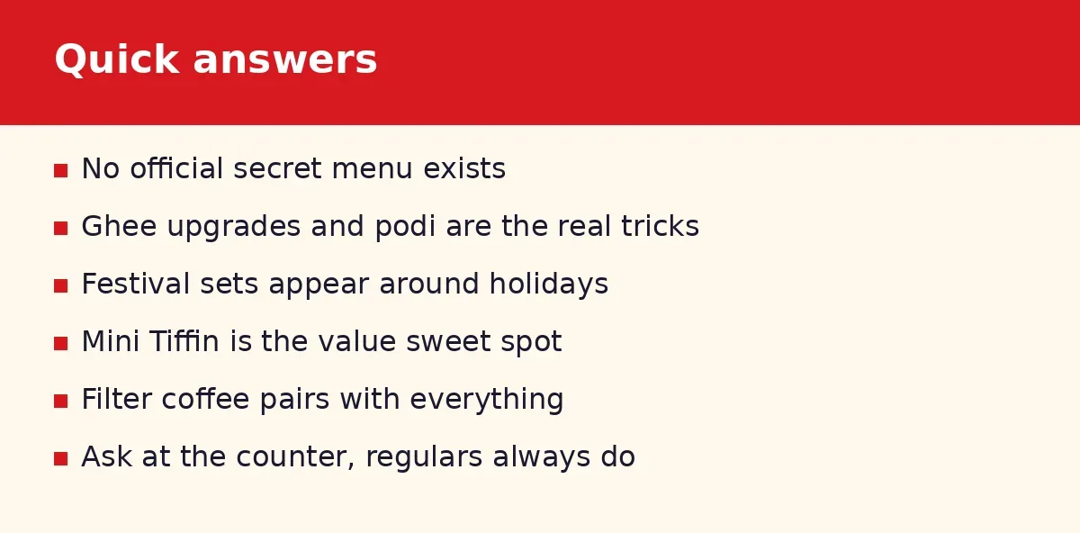 Ananda Bhavan secret menu FAQ