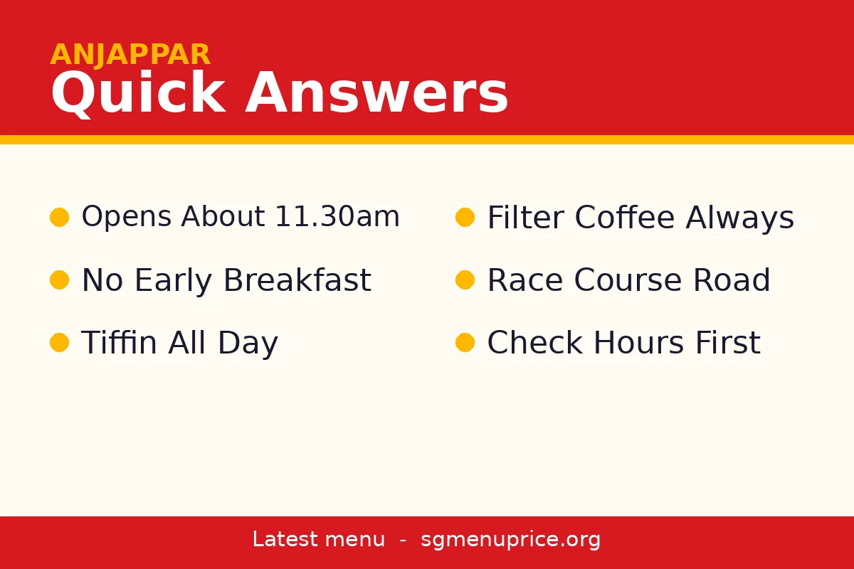 Anjappar breakfast menu FAQ