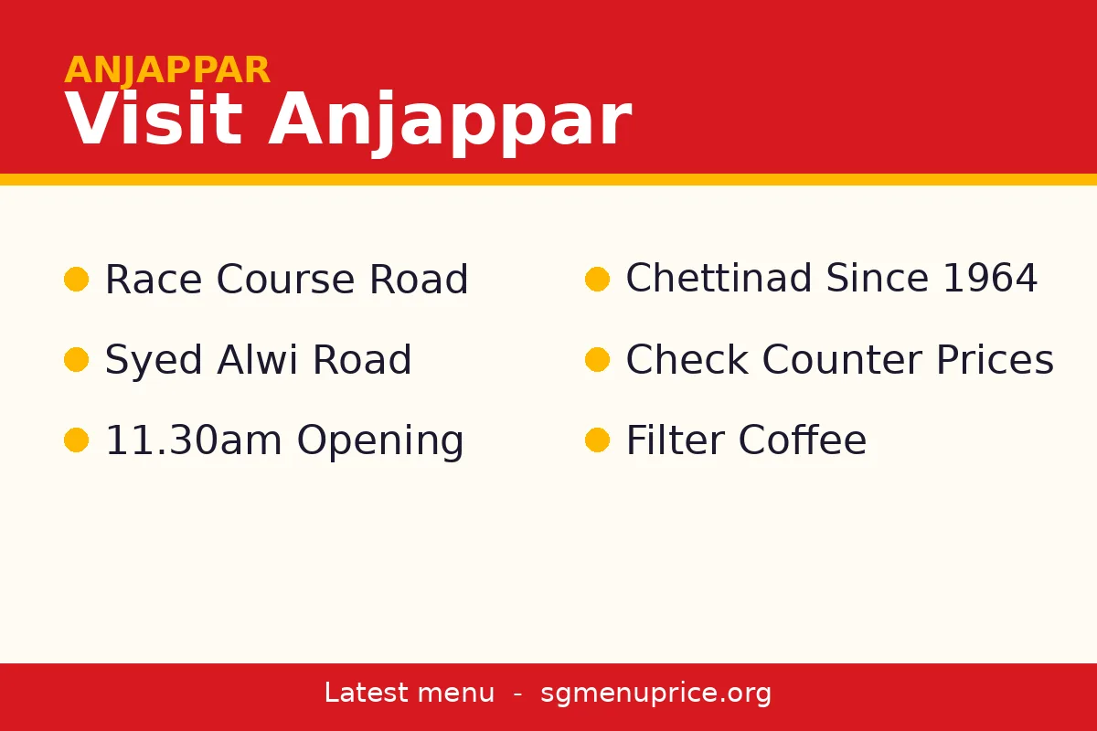 Anjappar menu card FAQ