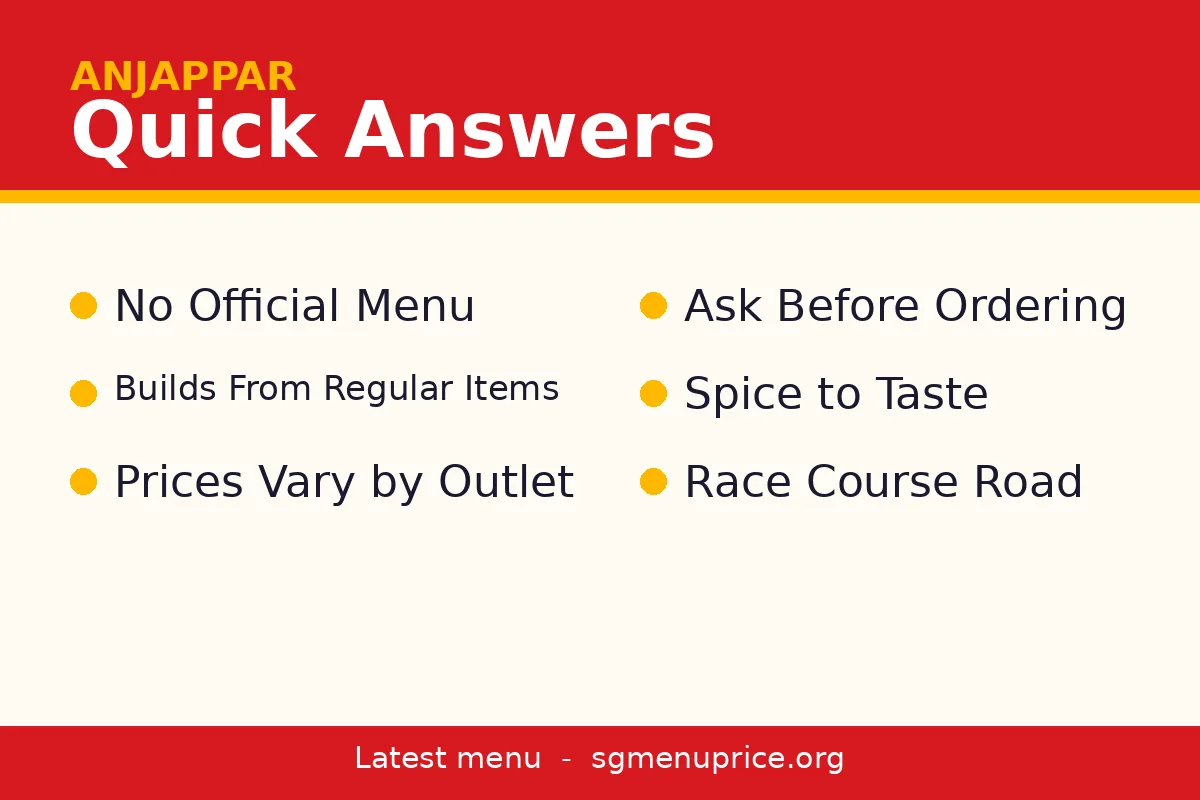 Anjappar secret menu FAQ