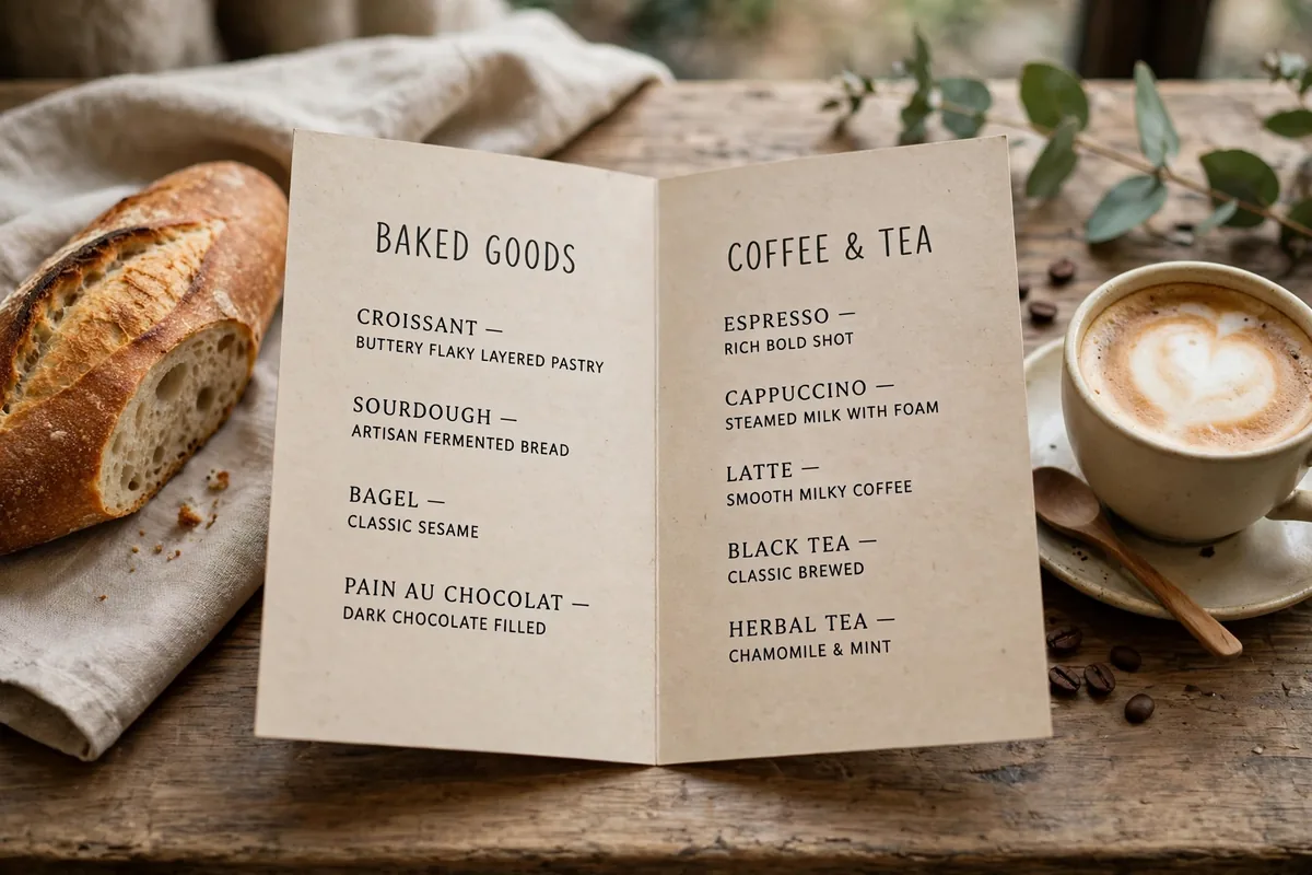 What is on the Cedele menu card?