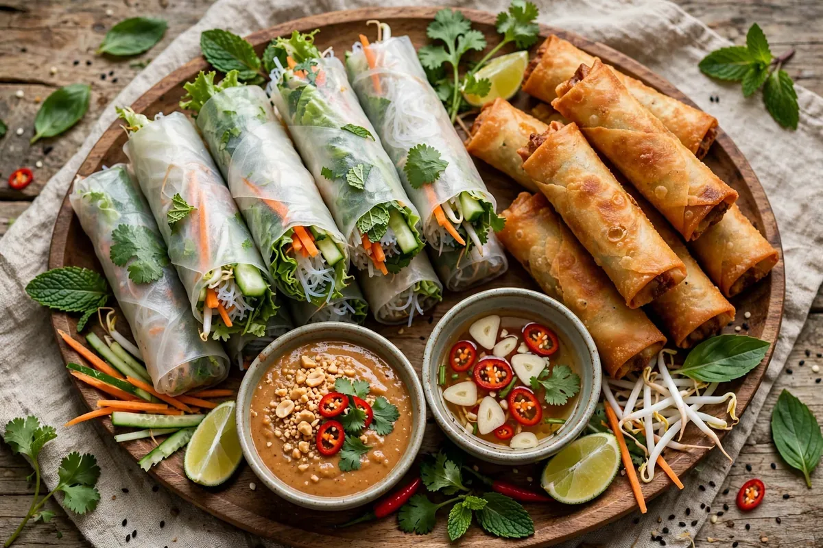 Rolls, pancakes and appetizers
