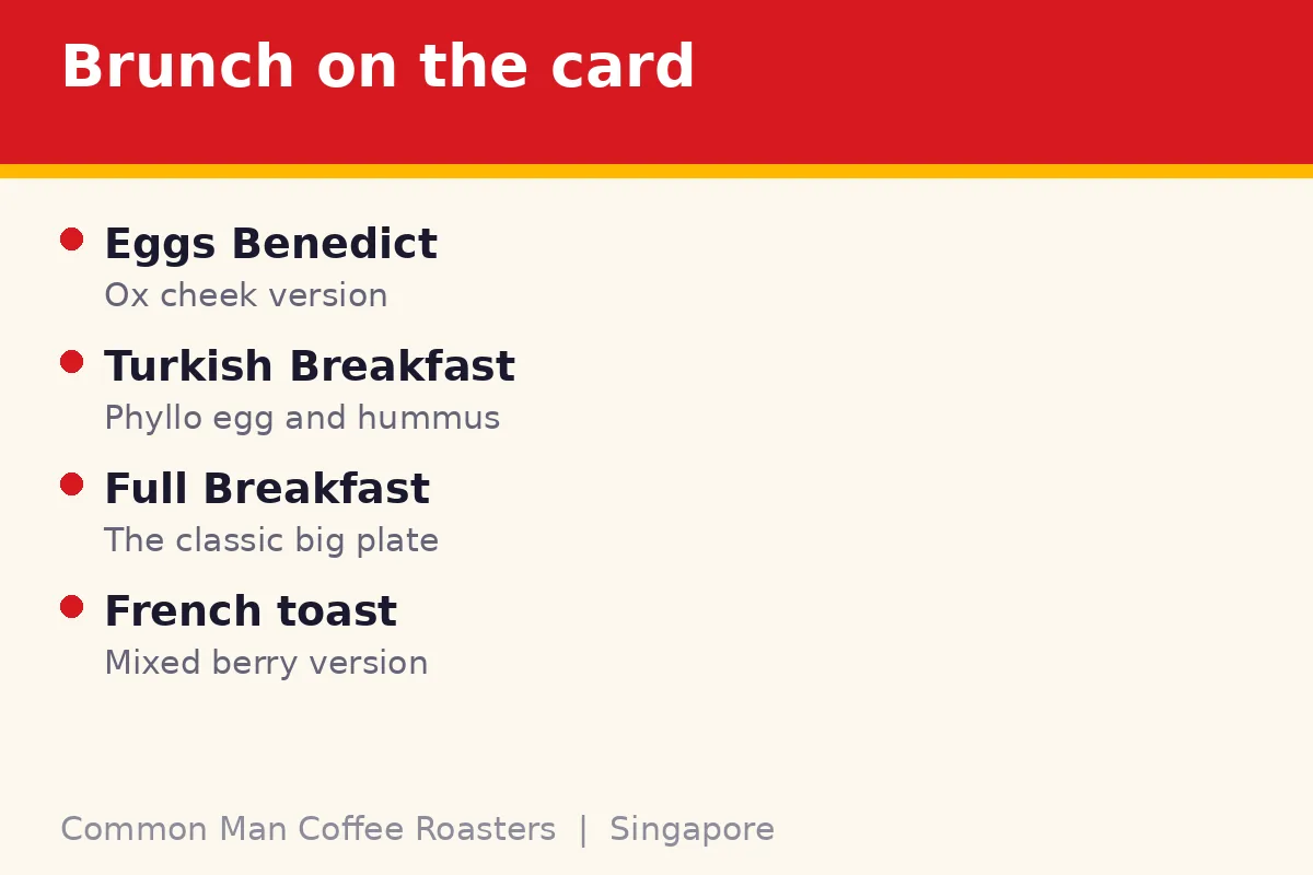 What brunch items appear on the menu card?