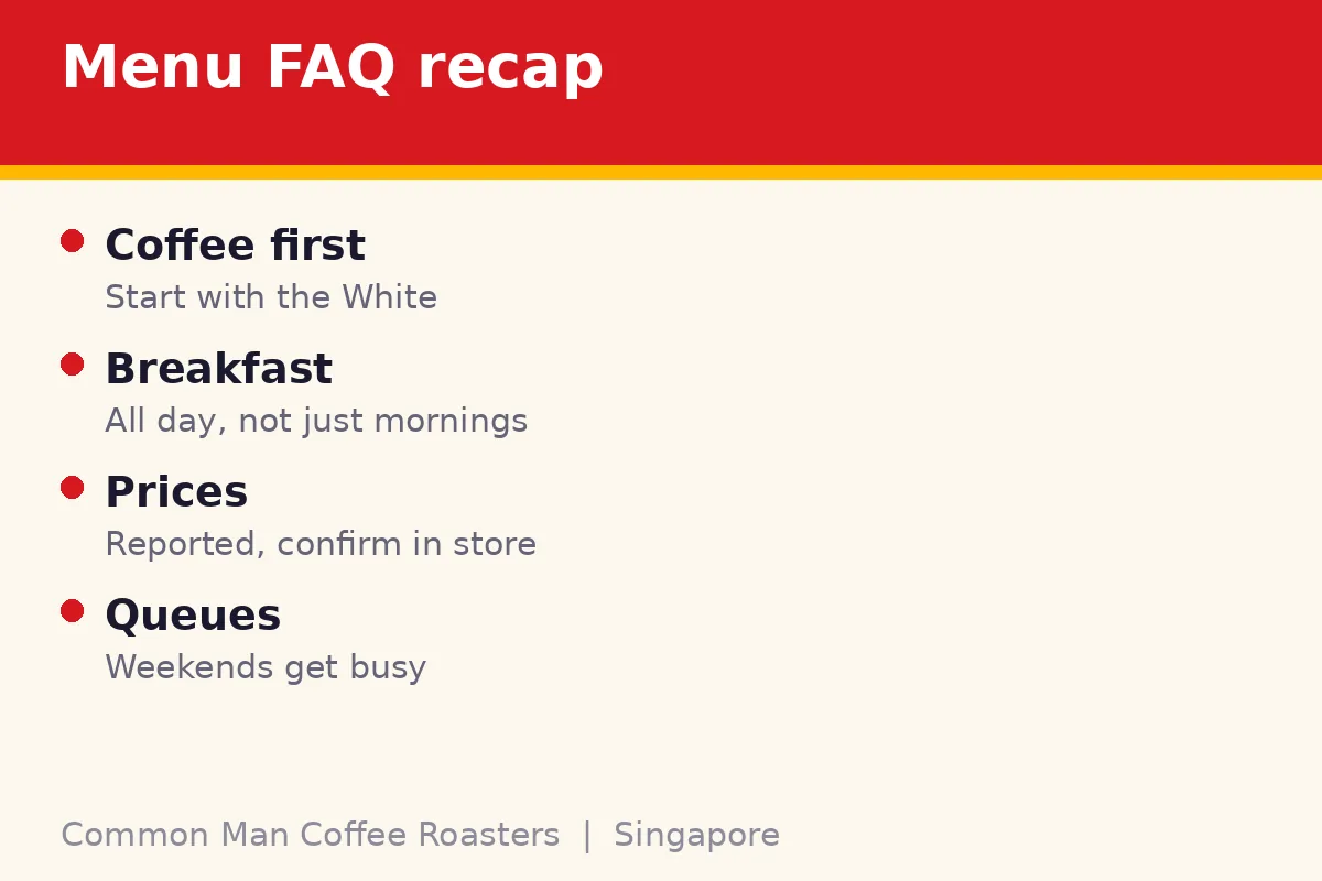 Common Man Coffee Roasters menu FAQ