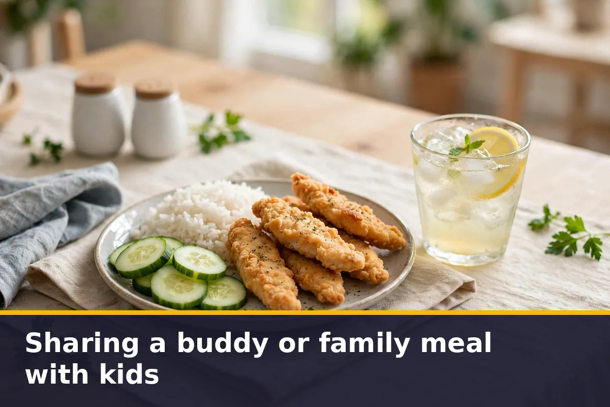 Sharing a buddy or family meal with kids