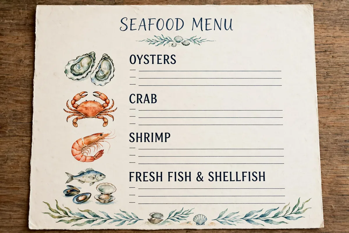 What is on the Fish & Co menu card?