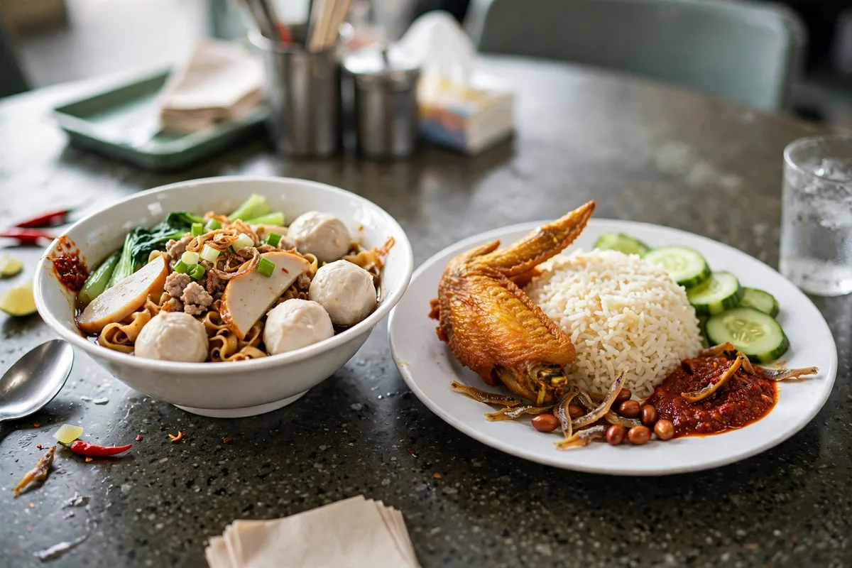 What breakfast dishes do FoodFare stalls serve?