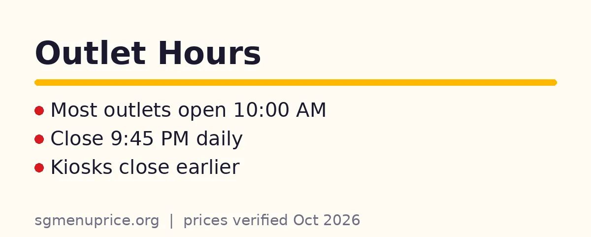 What time do iTEA outlets open in Singapore?