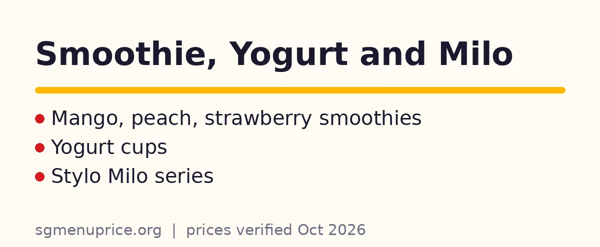 What smoothies, yogurt and Milo drinks does iTEA sell?
