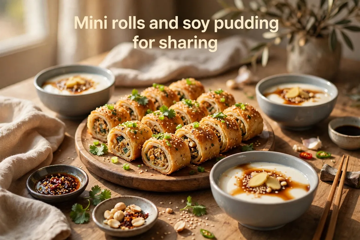 Mini rolls and soy pudding for sharing