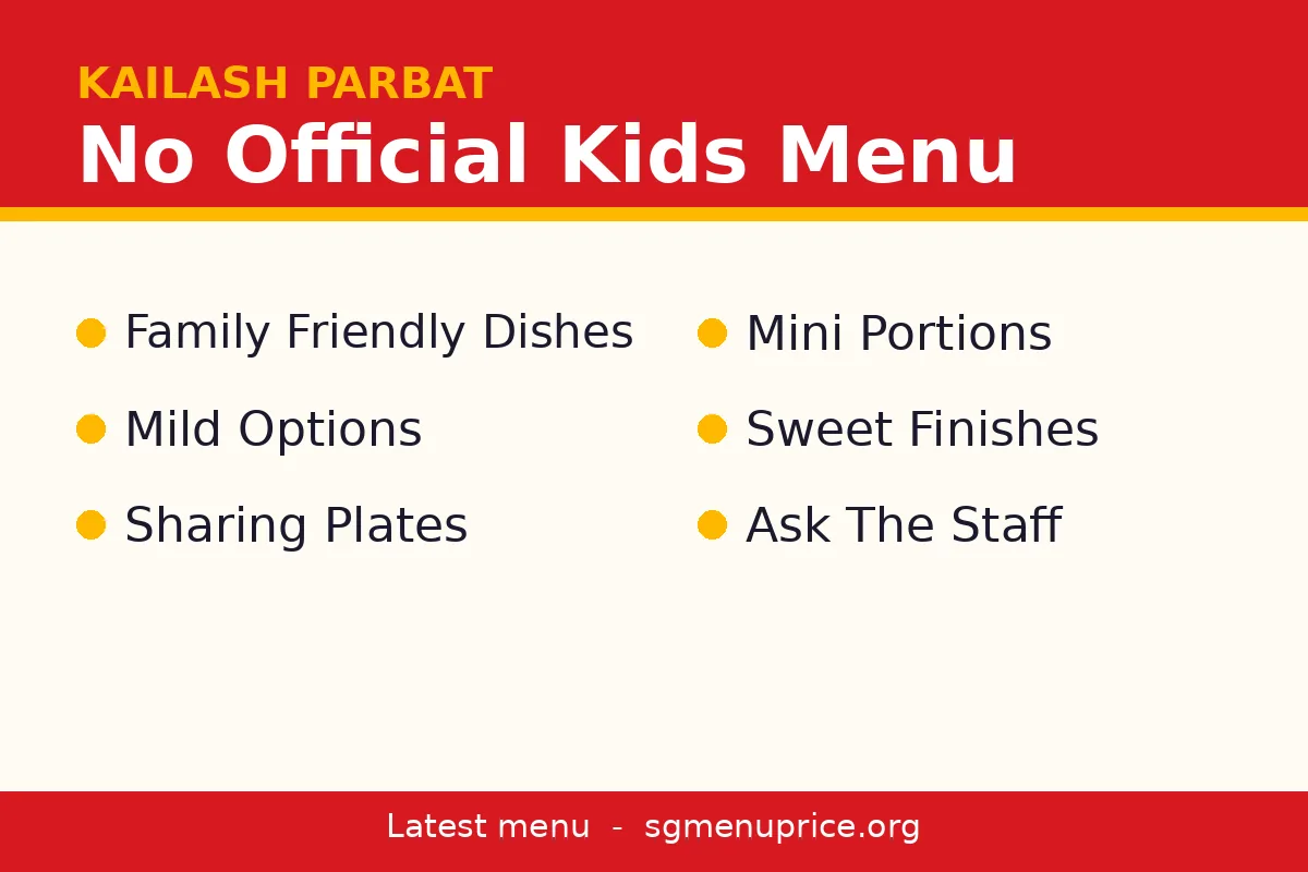 Is there a Kailash Parbat kids menu in Singapore?
