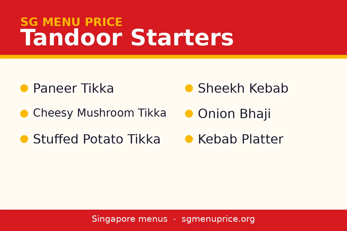 What tandoor starters and kebabs can you order?
