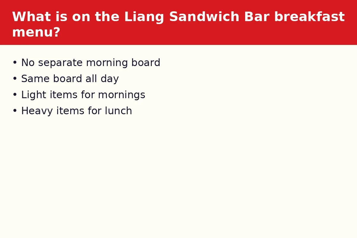 What is on the Liang Sandwich Bar breakfast menu?