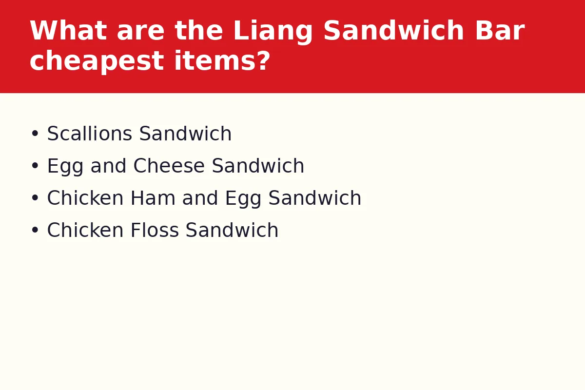 What are the Liang Sandwich Bar cheapest items?